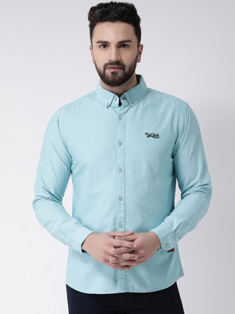 Club York Men Turquoise Blue New Slim Fit Solid Casual Shirt