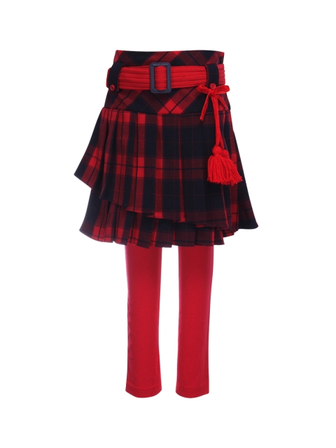 CUTECUMBER Girls Red & Navy-Blue Checked A-Line Knee-Length Woollen Skirt With Leggings
CUTECUMBER Girls Red & Navy-Blue Checked A-Line Knee-Length Woollen Skirt With Leggings