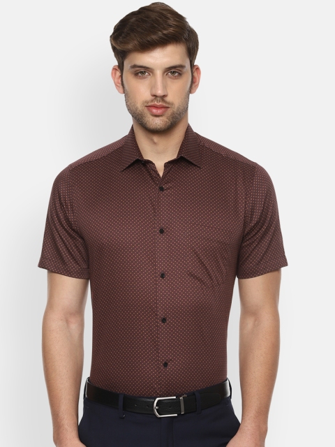 Van Heusen Men Brown Regular Fit Printed Formal Shirt
