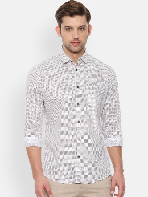 Van Heusen Sport Men White Slim Fit Printed Casual Shirt