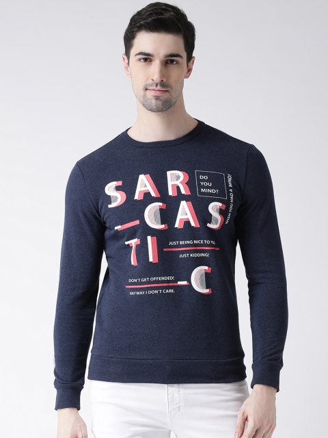 Leo Sansini Men Navy Blue & White Printed Sweatshirt