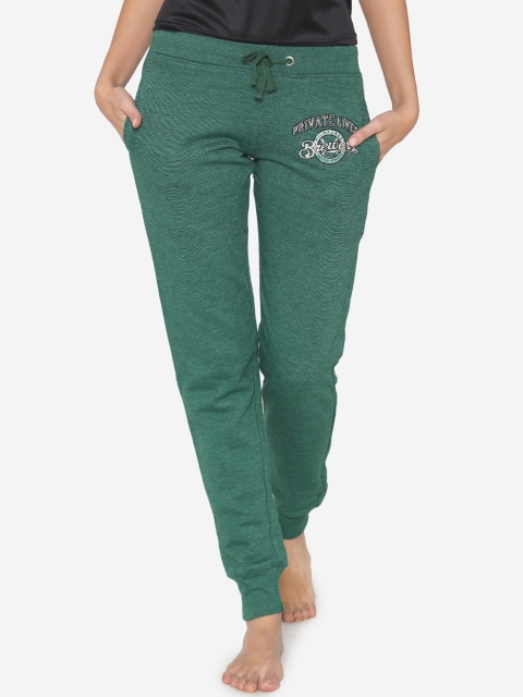 Private Lives Women Green Solid Knitted Woolen Lounge Pants