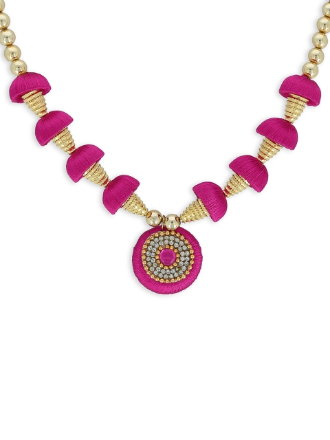 AKSHARA Girls Pink Gold-Plated Handcrafted Necklace