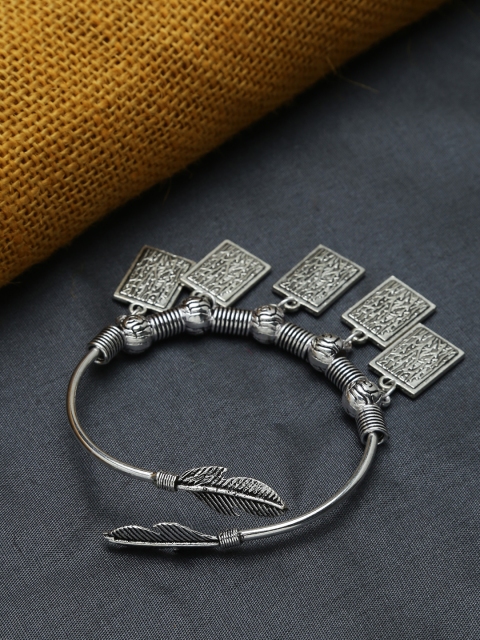 ZeroKaata German Silver Silver-Plated Oxidised Classic Box Charm Bracelet