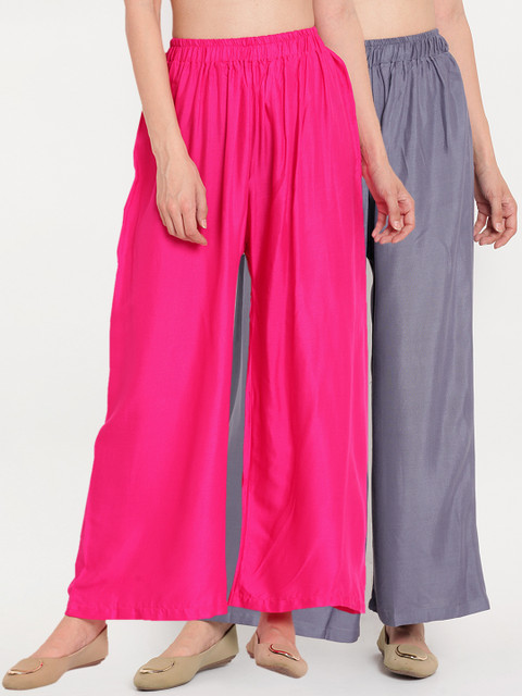 TAG 7 Women Pack of 2 Solid Flared Palazzos, Pink
TAG 7 Women Pack of 2 Solid Flared Palazzos, Pink