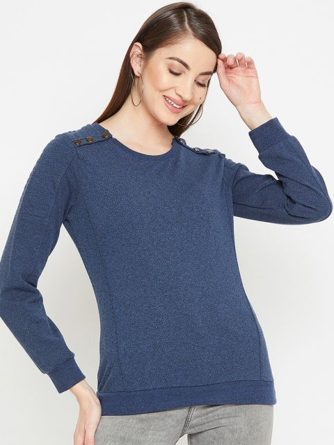 Carlton London Women Navy Blue Solid Sweatshirt