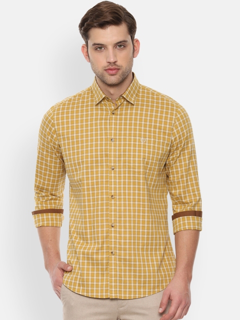 Van Heusen Sport Men Yellow Slim Fit Checked Casual Shirt