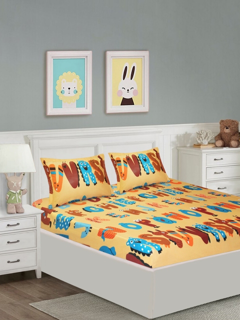 Yellow Kite Mustard & Brown Conversational 144 TC Cotton 1 Queen Bedsheet with 2 Pillow Covers
Yellow Kite Mustard & Brown Conversational 144 TC Cotton 1 Queen Bedsheet with 2 Pillow Covers