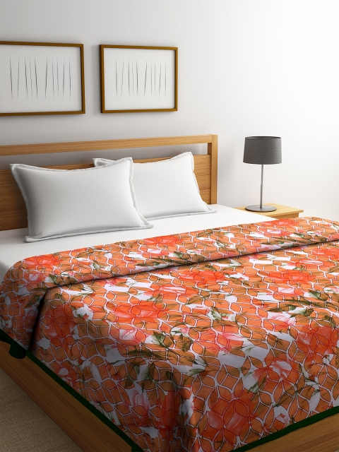 ROMEE Orange & Peach-Coloured Ethnic Motifs AC Room 300 GSM Double Bed Dohar
