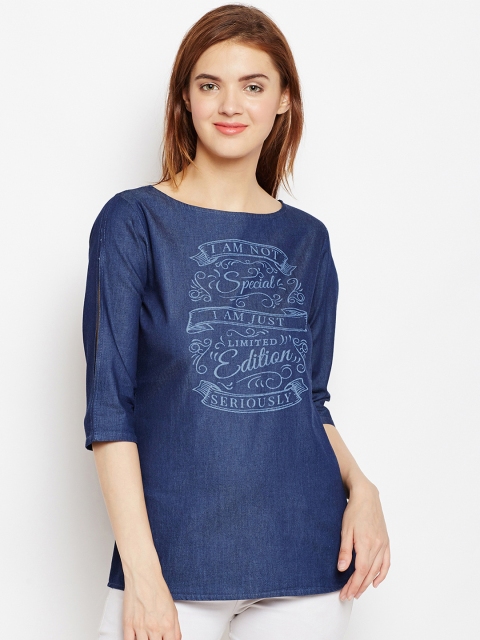 AASK Women Blue Printed Top