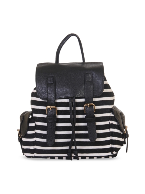 red pout Women Black & White Striped Backpack