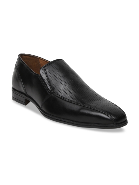 Arrow Men Black Textured Leather Formal Slip-On Shoes