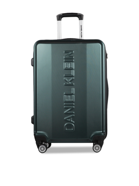 Daniel Klein Unisex Green Textured Hard-Sided Large Trolley Suitcase