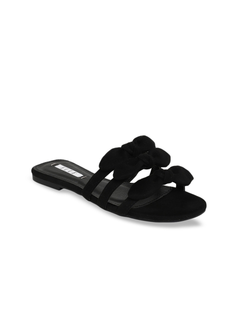 ELLE Women Black Solid Open Toe Flats