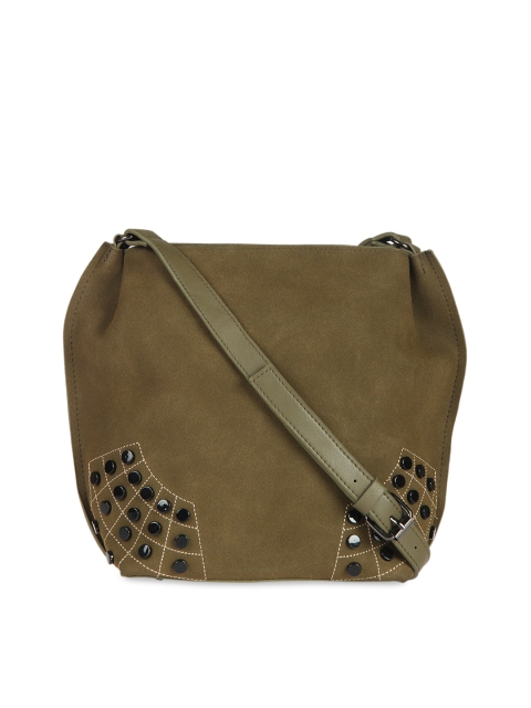red pout Green Embellished Sling Bag