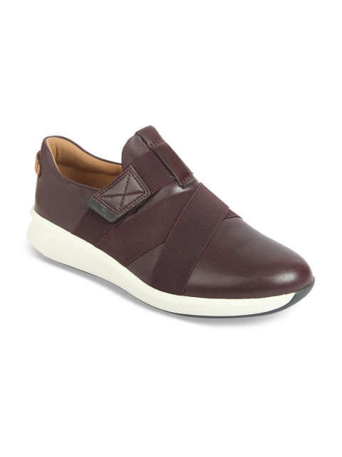 Clarks Women Burgundy Slip-On Sneakers