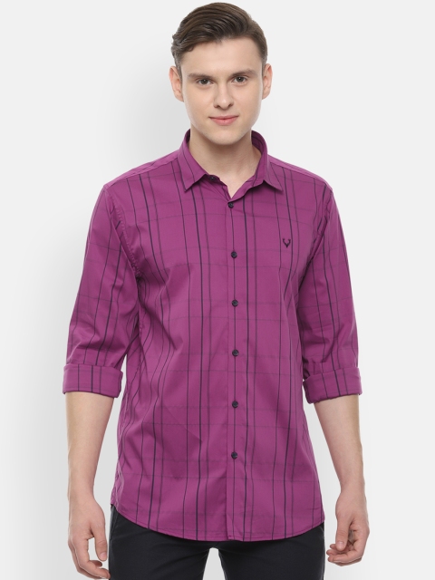 Allen Solly Men Purple & Black Slim Fit Checked Casual Shirt