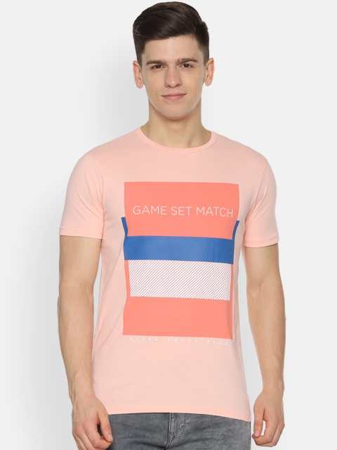 Allen Solly Sport Men Peach-Coloured Printed Round Neck T-shirt
