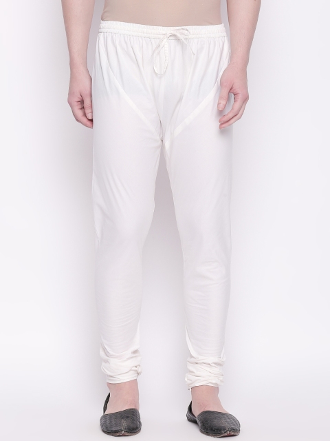 indus route by Pantaloons Men White Solid Churidar