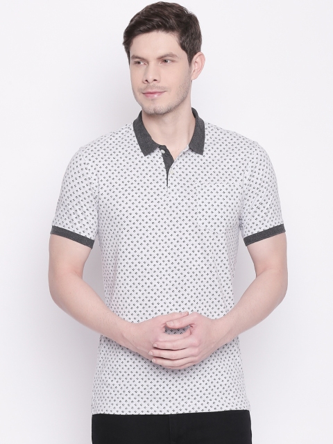 BYFORD by Pantaloons Men Grey Printed Polo Collar T-shirt