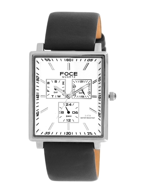FOCE Men White Leather Analogue Watch FMW722GSL