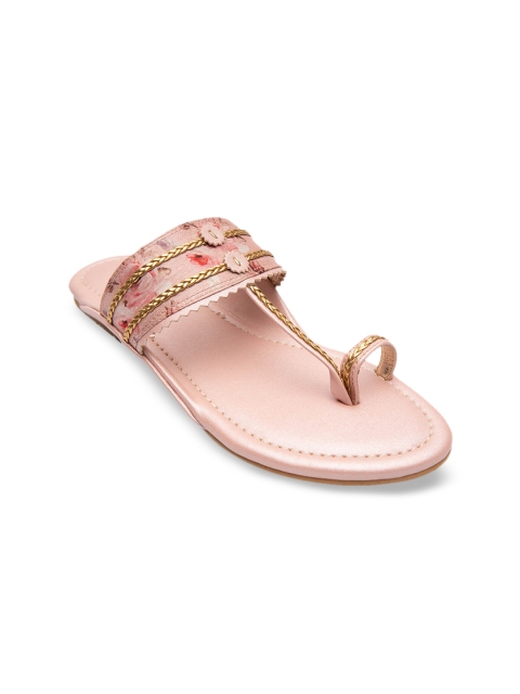 Jivaana Women Pink Printed One Toe Flats