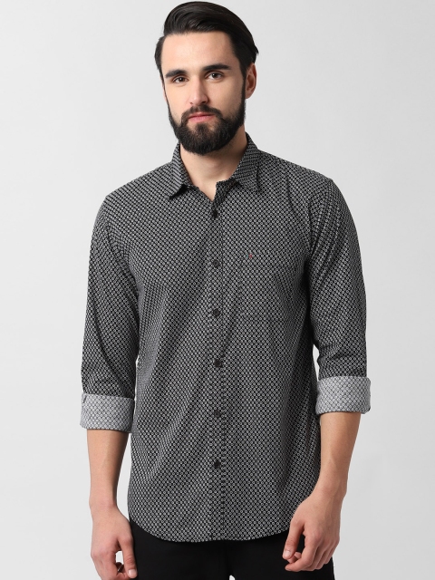 Peter England Casuals Men Black Slim Fit Printed Casual Shirt