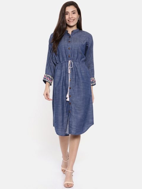 The Kaftan Company Women Blue Solid Shirt Dress