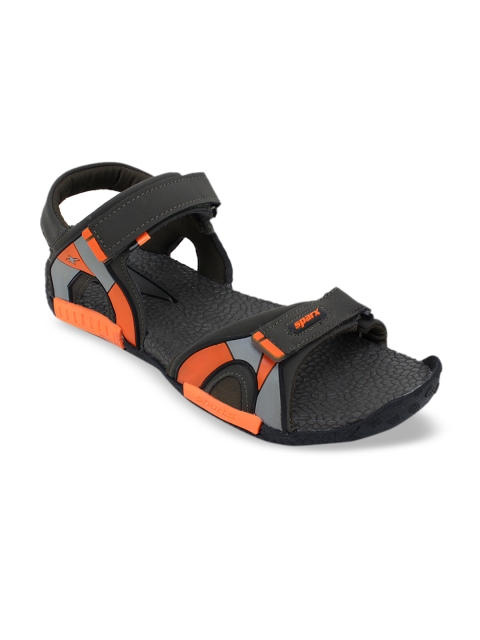 Sparx Men Grey & Orange Comfort Sandals