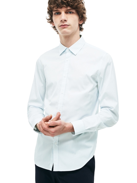 Lacoste Men Blue Slim Fit Striped Casual Shirt