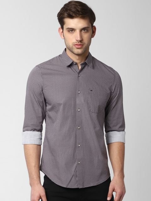 Peter England Casuals Men Grey Slim Fit Printed Casual Shirt