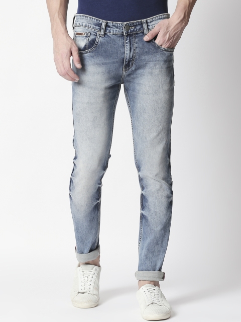 BOLTS and BARRELS Men Blue Slim Fit Low-Rise Clean Look Stretchable Jeans