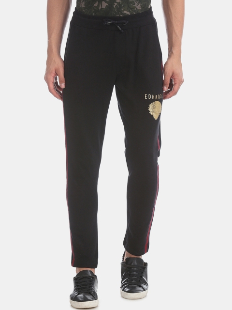 Ed Hardy Men Black & Gold-Toned Solid Track Pants