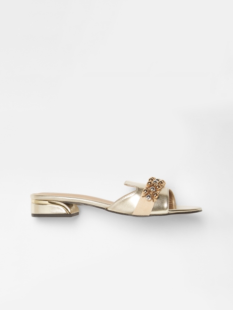CHARLES & KEITH Women Gold-Toned Embellished Heels