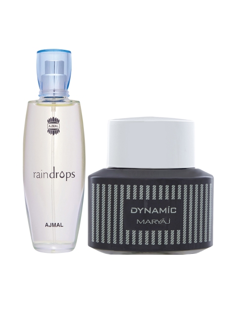 Ajmal Unisex Set Of 2 Raindrops 50ML & Maryaj Dynamic 100ML EDP Perfume Scent For Skin, White
Ajmal Unisex Set Of 2 Raindrops 50ML & Maryaj Dynamic 100ML EDP Perfume Scent For Skin, White