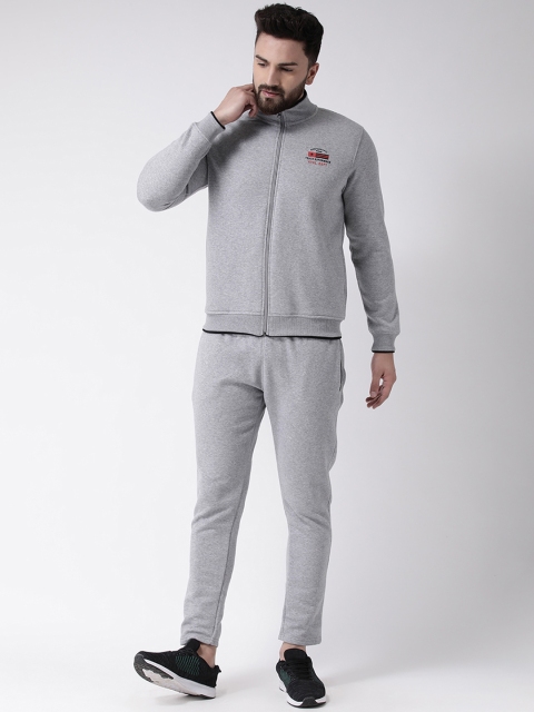 Club York Men Grey Melange Solid HD Print Tracksuit
