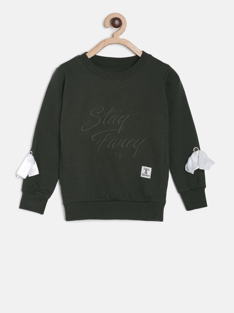 TALES & STORIES Girls Green Printed Sweatshirt