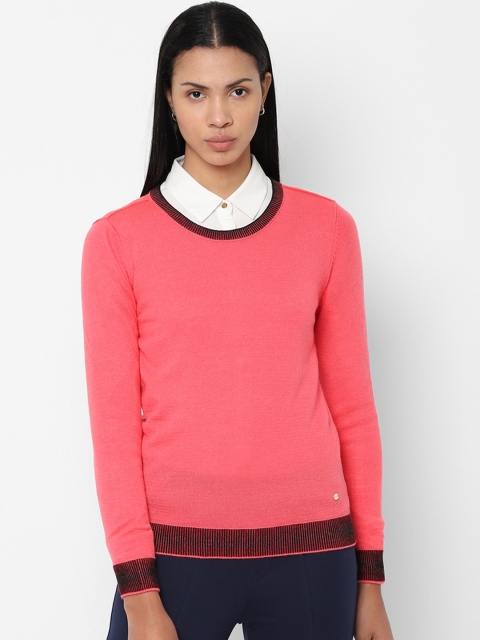 Allen Solly Woman Pink Solid Sweater