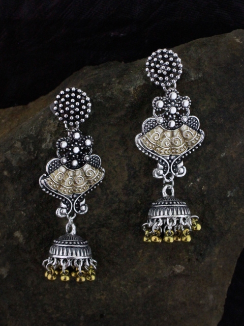 Sia Art Jewellery Silver Plated Dome Shaped Jhumkas