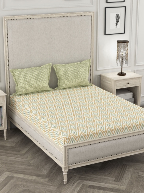 Portico New York White & Green Geometric 144 TC Cotton 1 King Bedsheet with 2 Pillow Covers
Portico New York White & Green Geometric 144 TC Cotton 1 King Bedsheet with 2 Pillow Covers