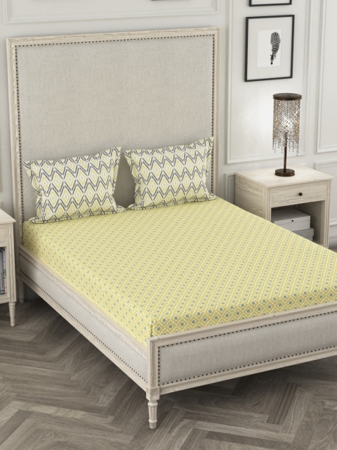 Portico New York White & Yellow Geometric 144 TC Cotton 1 King Bedsheet with 2 Pillow Covers
Portico New York White & Yellow Geometric 144 TC Cotton 1 King Bedsheet with 2 Pillow Covers
