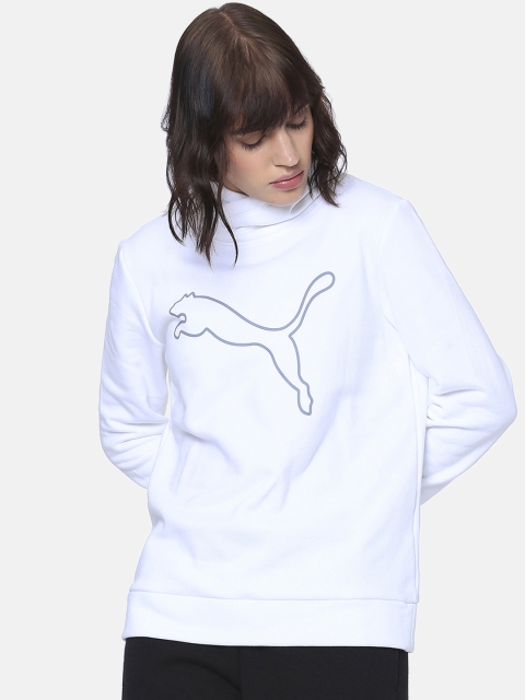 Puma Women White Solid Asym Cowl Neck FL Sweatshirt