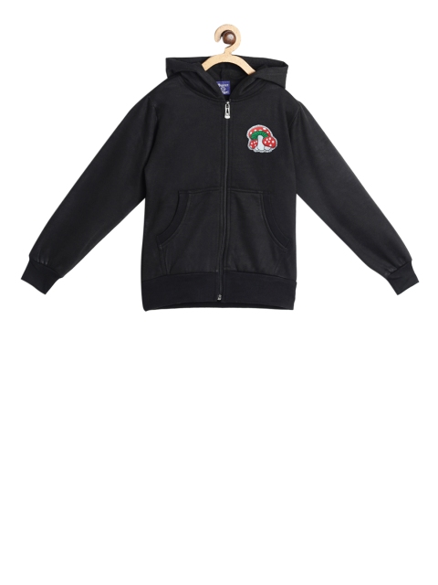 SWEET ANGEL Boys Black Solid Hooded Sweatshirt