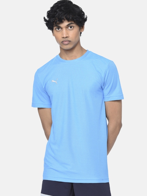 Puma Men Blue Solid Round Neck Training T-shirt