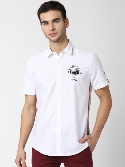 Peter England Casuals Men White Slim Fit Solid Casual Shirt