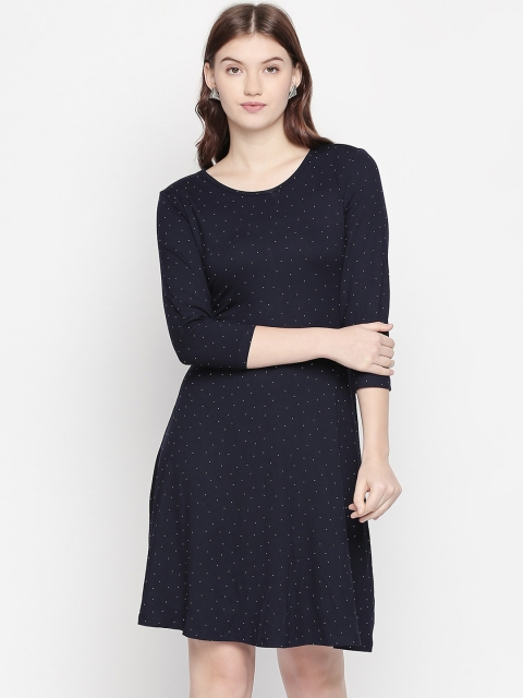 Honey by Pantaloons Women Navy Blue Printed Sheath Dress