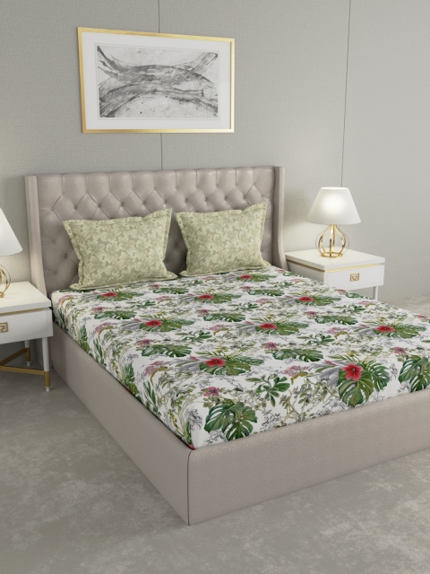 Boutique Living India White & Green Floral 200 TC Cotton 1 King Bedsheet with 2 Pillow Covers
Boutique Living India White & Green Floral 200 TC Cotton 1 King Bedsheet with 2 Pillow Covers