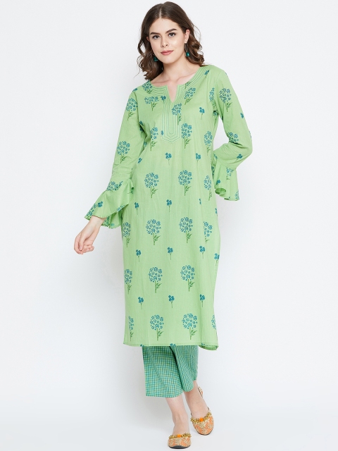 Prakhya Women Green Printed Kurta with Trousers