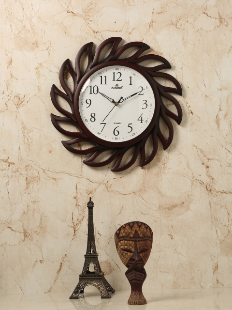 ZANIBO White Floral Solid Analogue Wall Clock