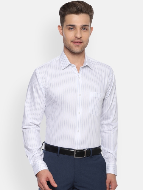 Van Heusen Men Blue & White Slim Fit Striped Formal Shirt
